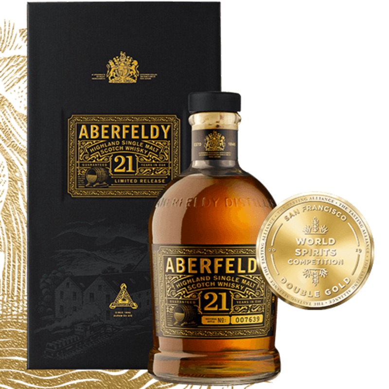 Aberfeldy 21 Year Old Single Malt Scotch Whisky 750ml With Gift Box.