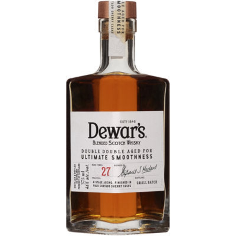 Dewar’S Blended Scotch Whisky Double Double Aged 27 Years Old 92 Proof 375ml.