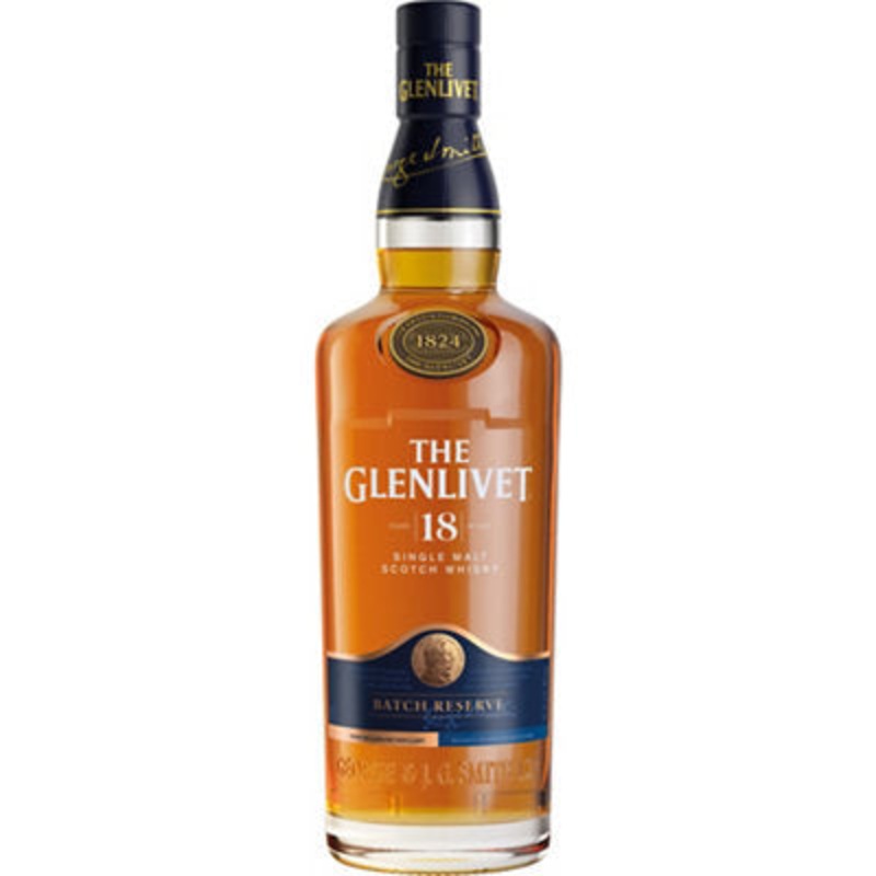 The Glenlivet 18 Year Old Single Malt Scotch Whisky Batch Reserve 750ml With Carton.