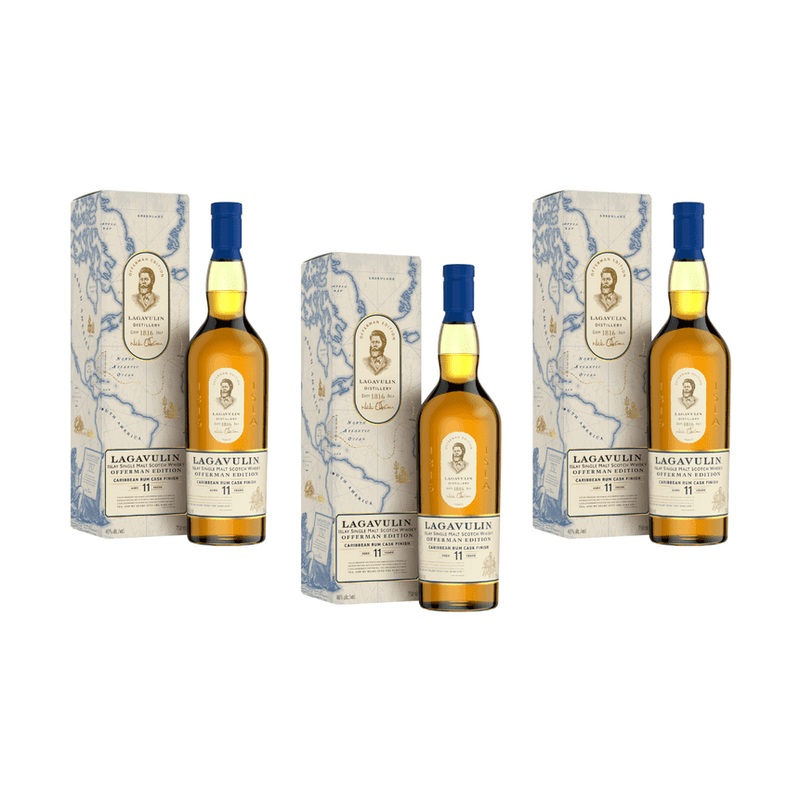 Lagavulin 11 Year Offerman Edition Caribbean Rum Cask Finish 3 Bottle Bundle