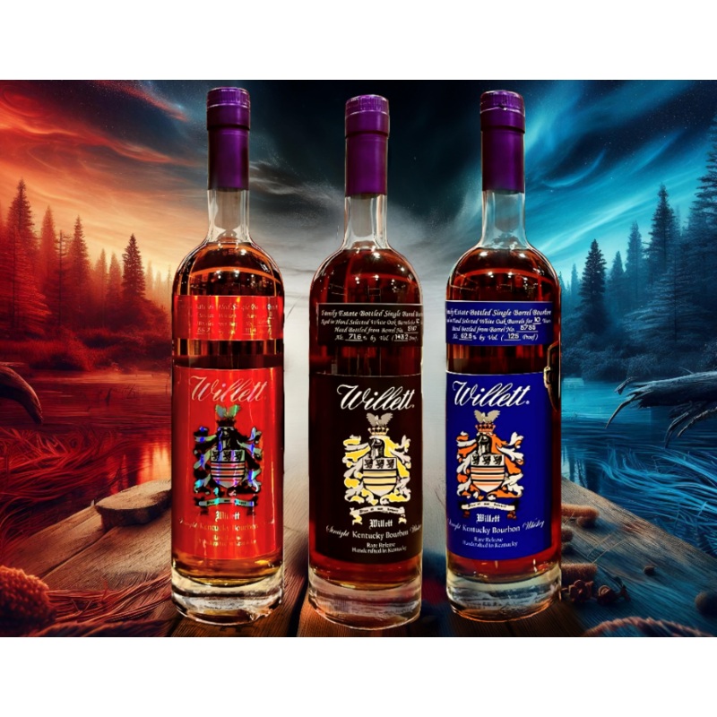 Willett Family Estate Kentucky Straight Bourbon Whiskey 750ml Bundle 3-Pack