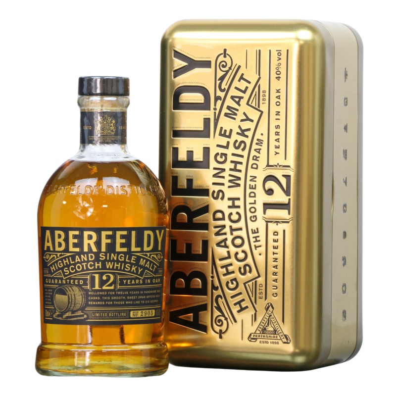Aberfeldy 12 Year Old The Golden Dram Gift Tin Scotch Whisky 750ml