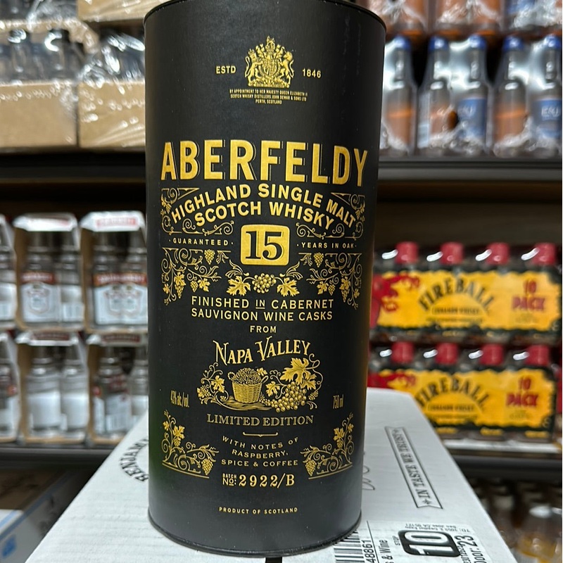 Aberfeldy 15 Year Old Finished in French Cabernet Sauvignon Wine Cask Scotch Whisky 750ml